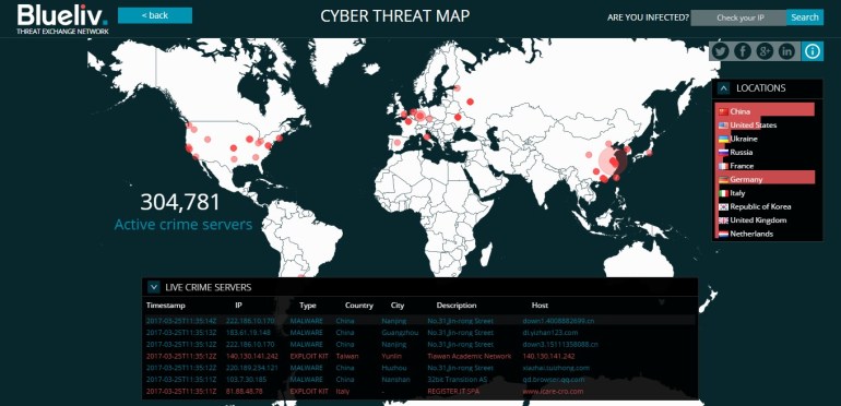 Blueliv-cyber-threat-map