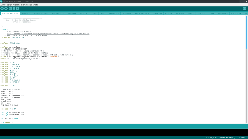 Figura 8: Proyecto abierto en Arduino