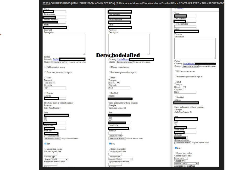 base de datos de Glovo