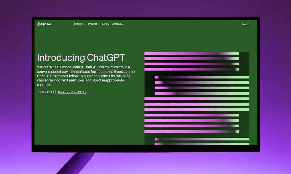 monitor screen showing chatgpt landing page