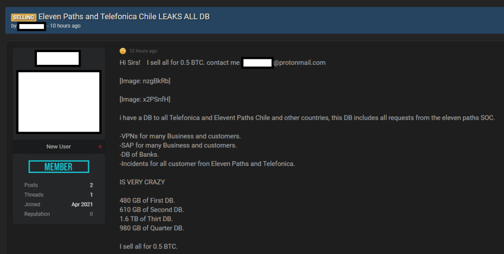 venta datos de Eleven Paths y Telefónica