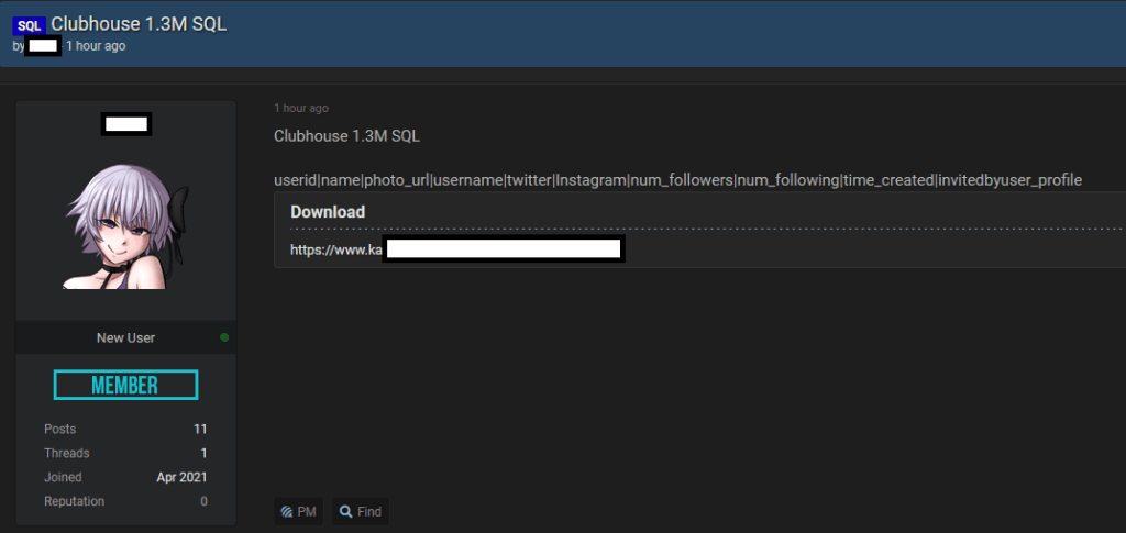 usuarios de Clubhouse filtrados