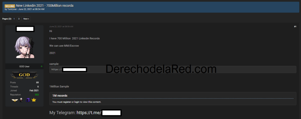 700 millones de registros de LinkedIn